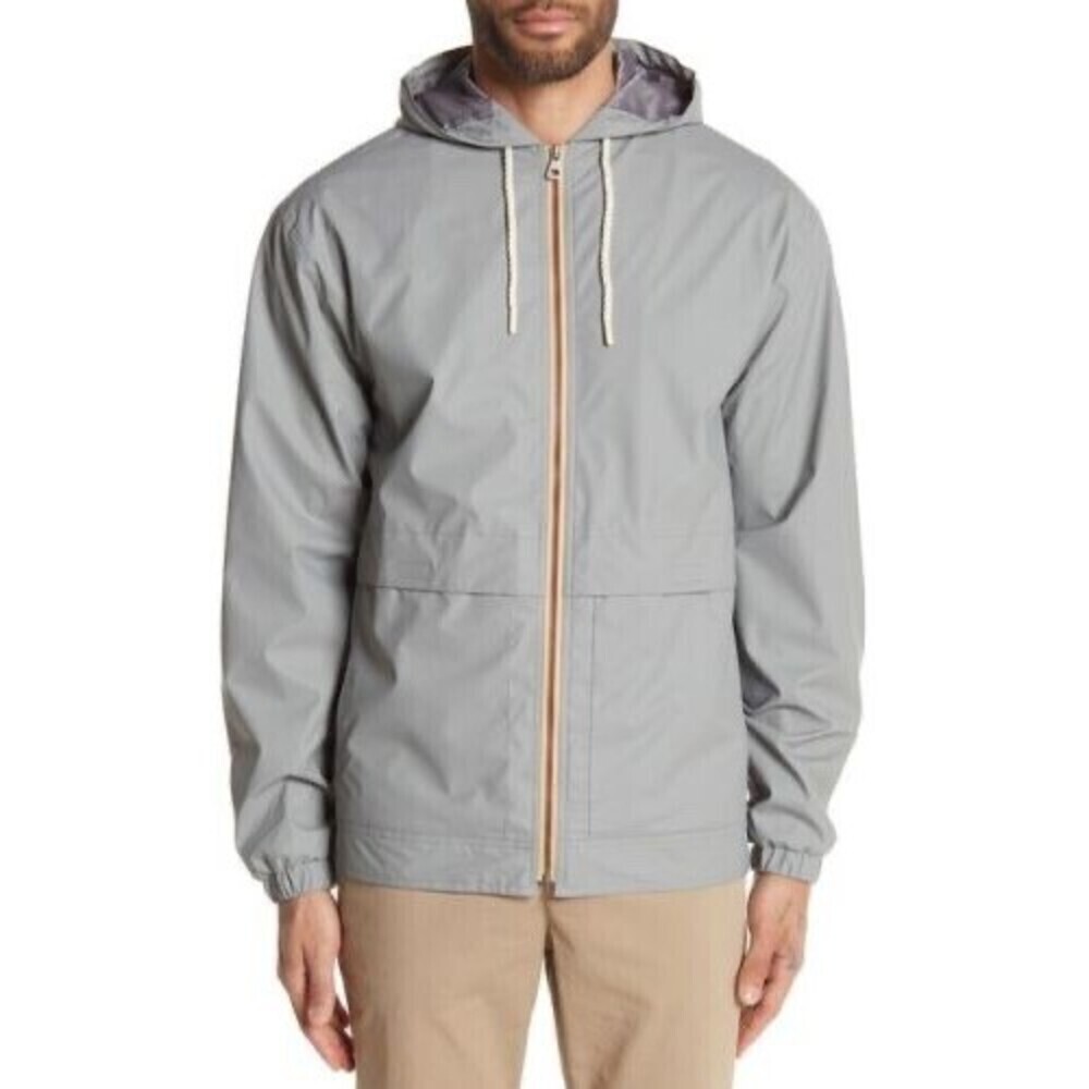 Weatherproof Hooded Full Zip Rain Slicker Sport Jacket Raincoat In Grey XL $129